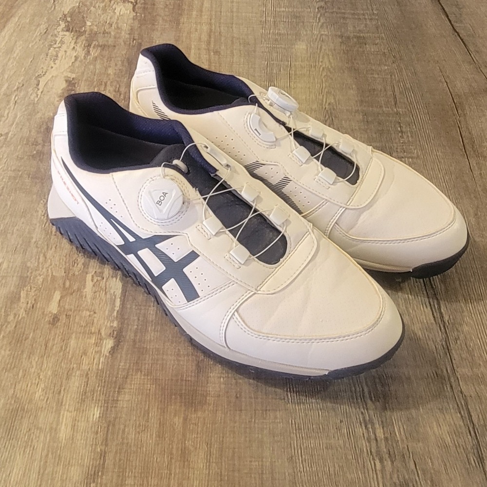 Asics Gel-Preshot Boa Laces Mens 9.5 Golf Shoes 1113A003 White Blue Orange EUC - Picture 3 of 15